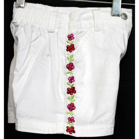 NEW VTG 2001 Gymboree Summer Fun White Denim Shorts sz 3 Embroidered Red Flowers - Picture 4 of 7